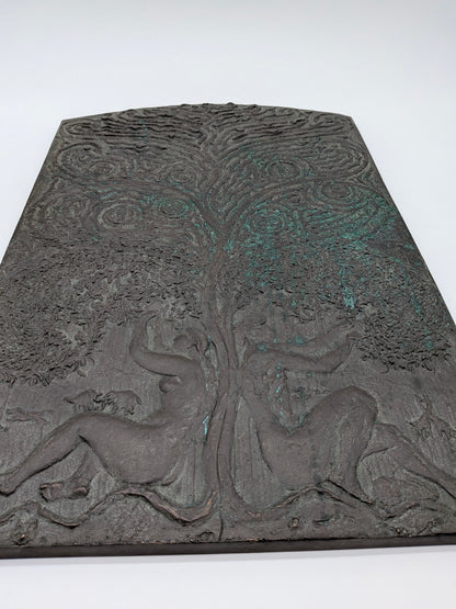 Adri van Rooijen - Brons reliëf Adam en Eva