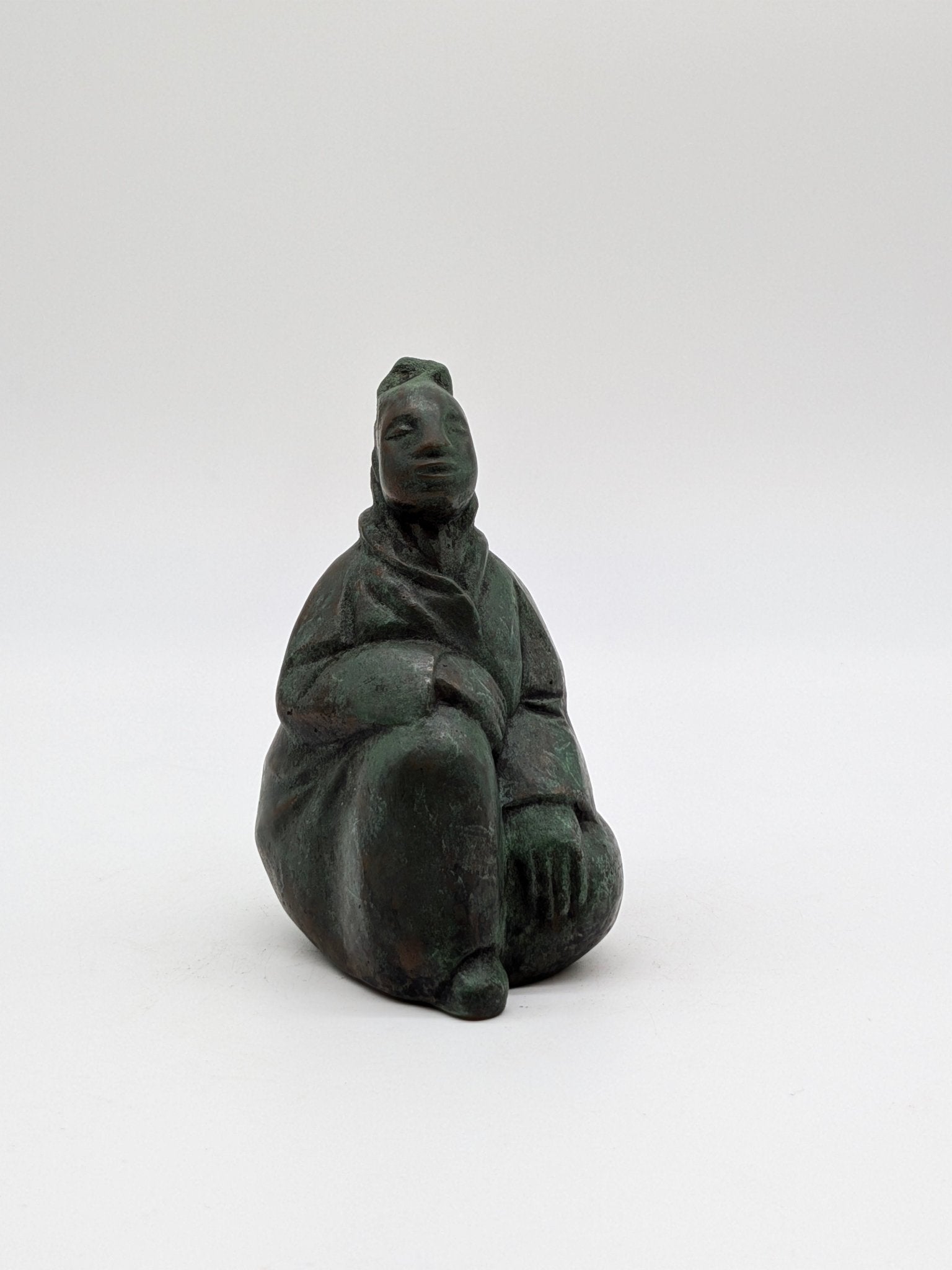 XJ gesigneerd - Brons beeld van vrouw in kimono